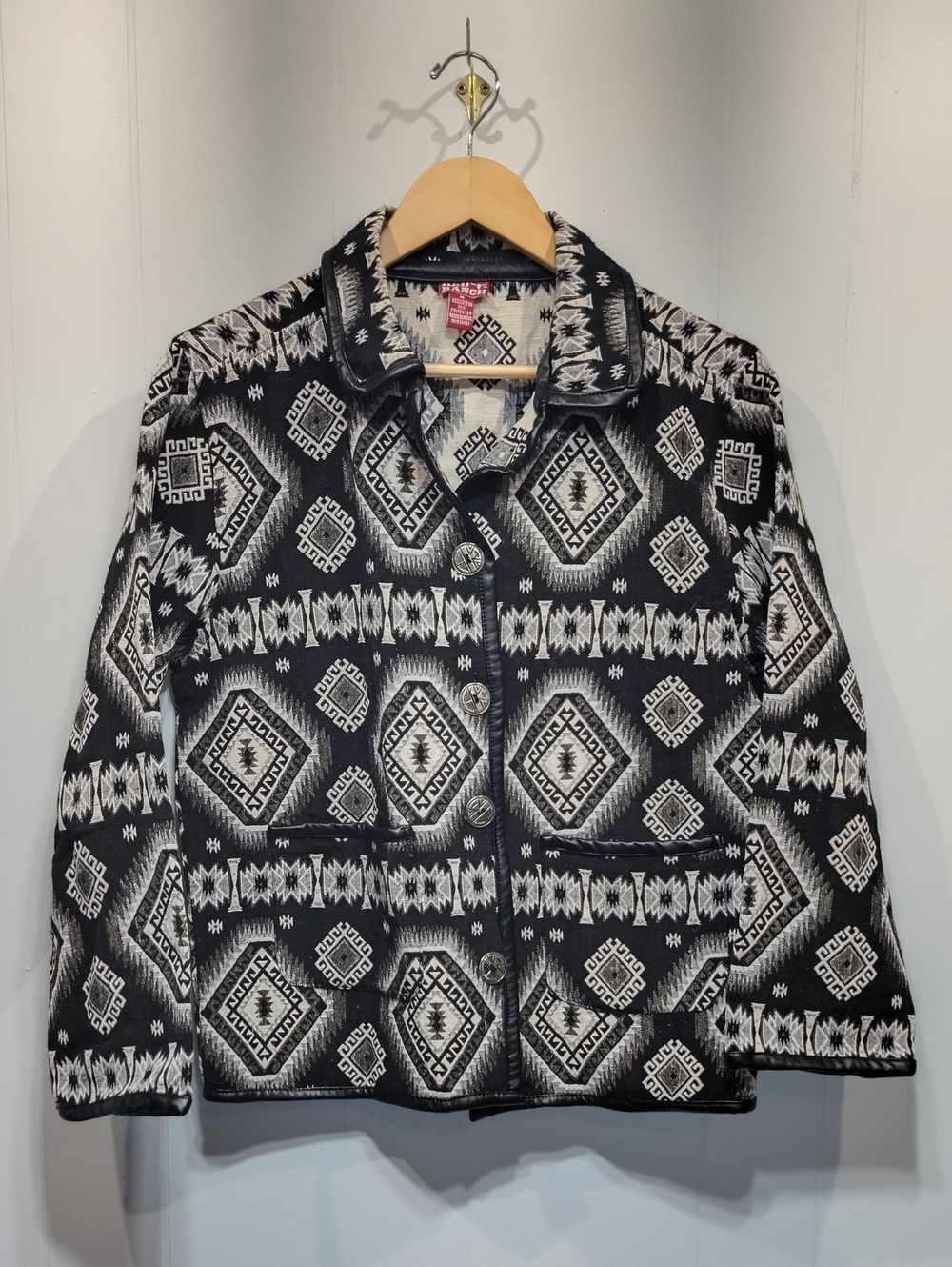 Red Ranch Aztec Jacket in‎ Black and White size Medium Vintage Western Boho